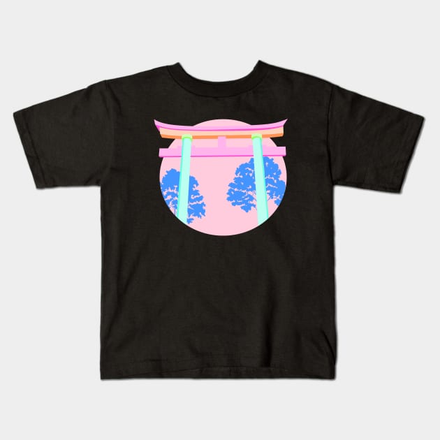 Cyber Shrine Kids T-Shirt by CieloMarie